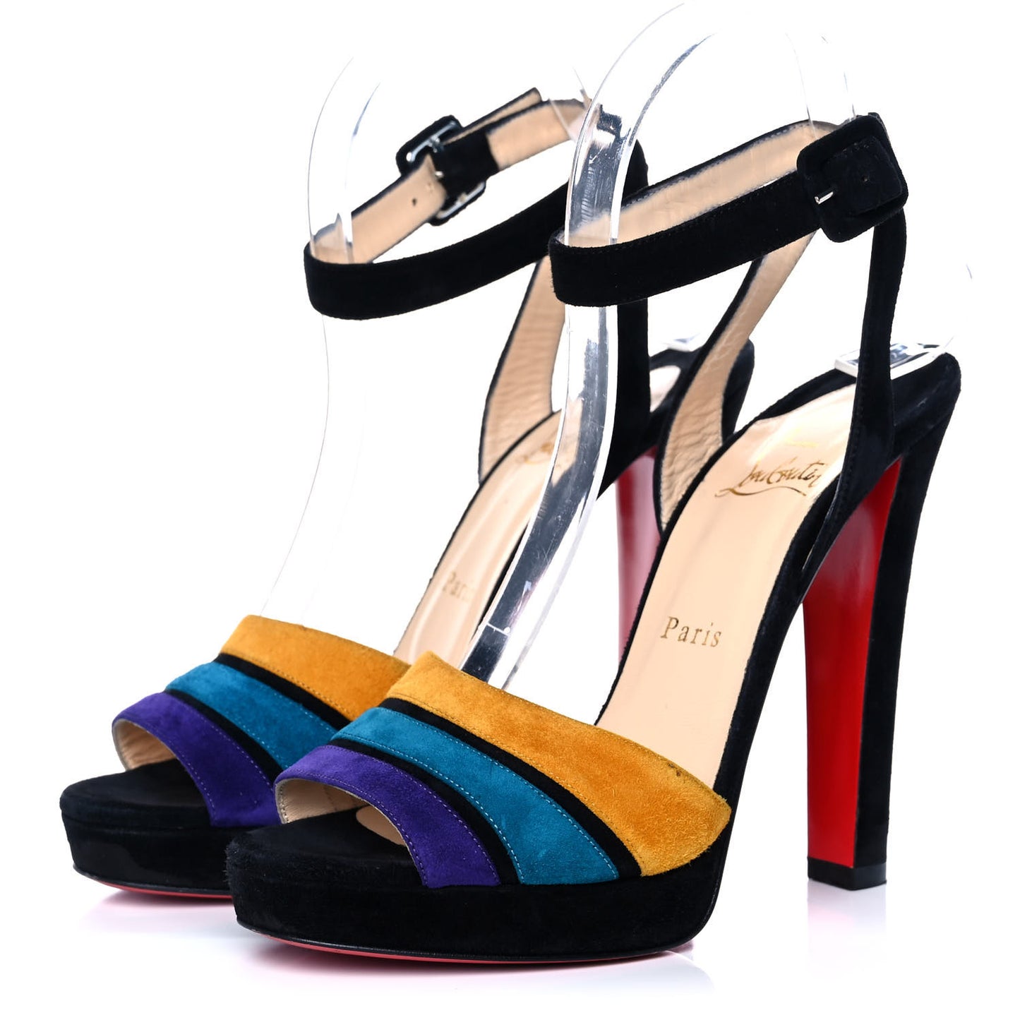 Suede Platform Sandals 37.5 Black Multicolor
