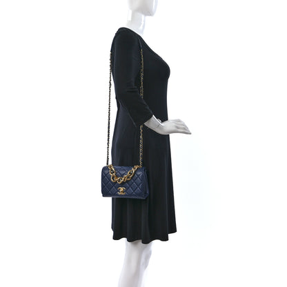 Chanel Calfskin Quilted Pearl Jewel Chain Flap Navy 2 of 10
