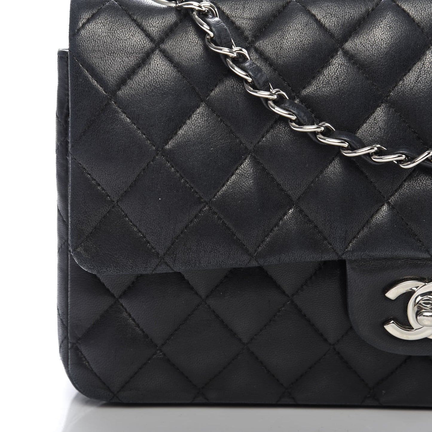 Lambskin Quilted Medium Double Flap Black