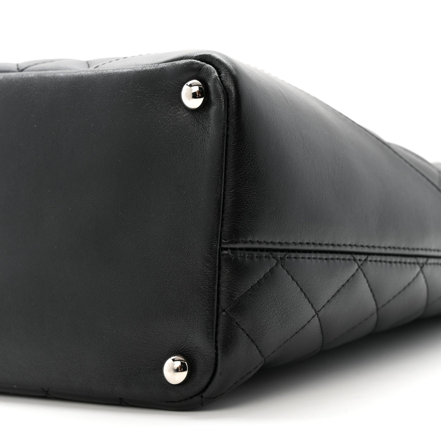 Calfskin Quilted Medium Cambon Tote Black White