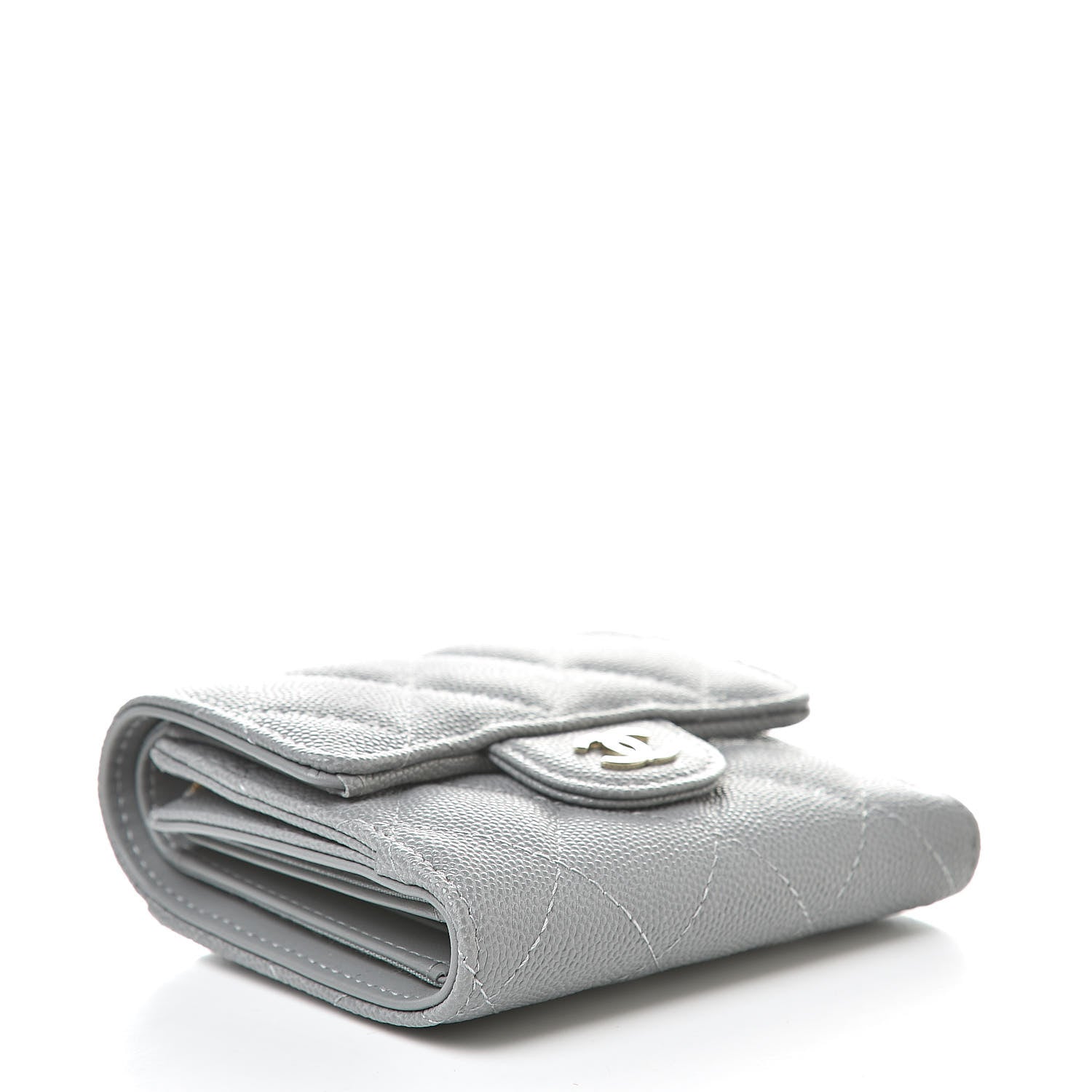 Chanel Caviar Quilted Compact Flap Wallet Grey 4 of 9