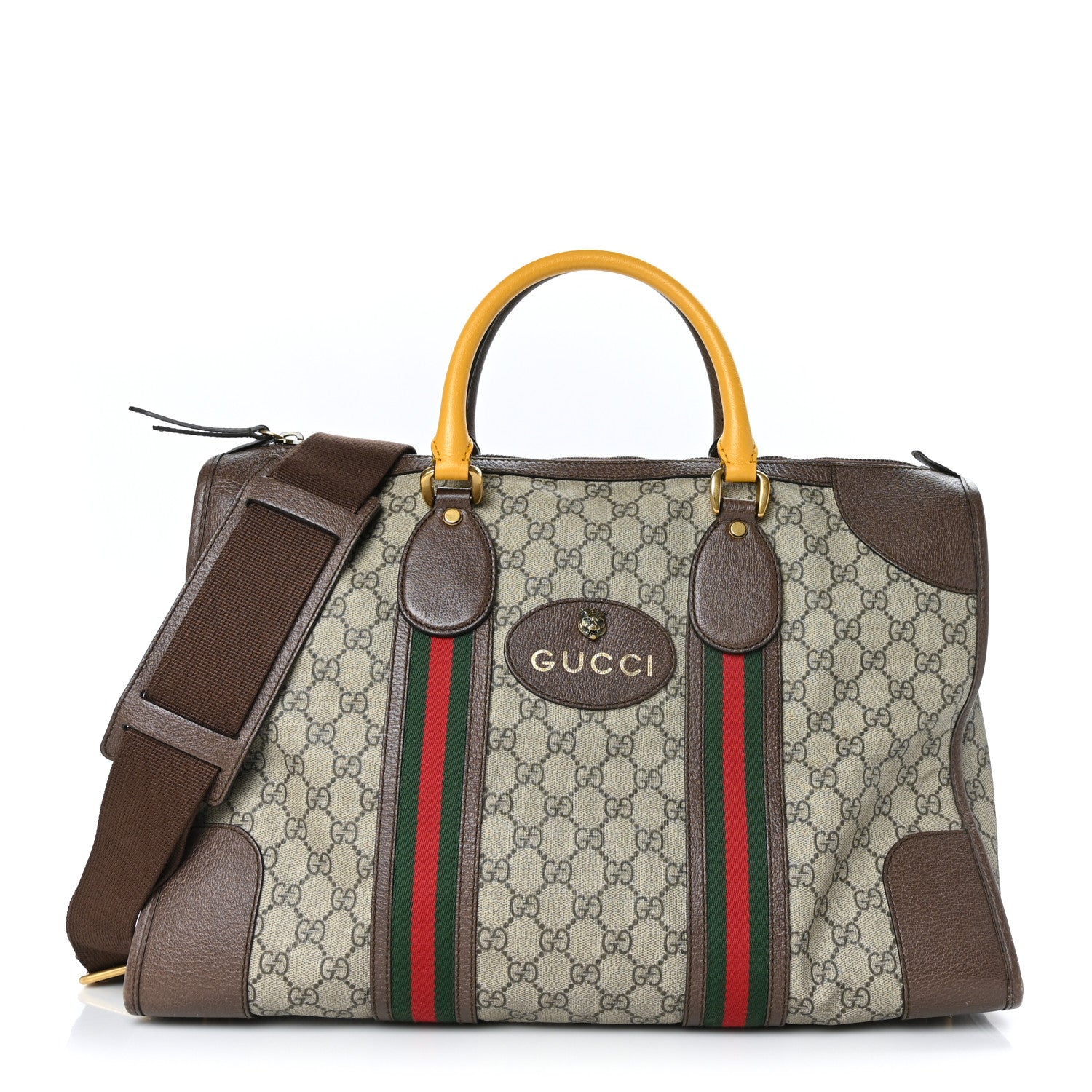 Gucci Soft GG Supreme Monogram Web Neo Vintage Duffle Bag Beige New Acero Crop 1 of 12