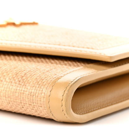 Saint Laurent Micro Raffia Monogram Uptown Chain Wallet Natural Hay Blush 10 of 10