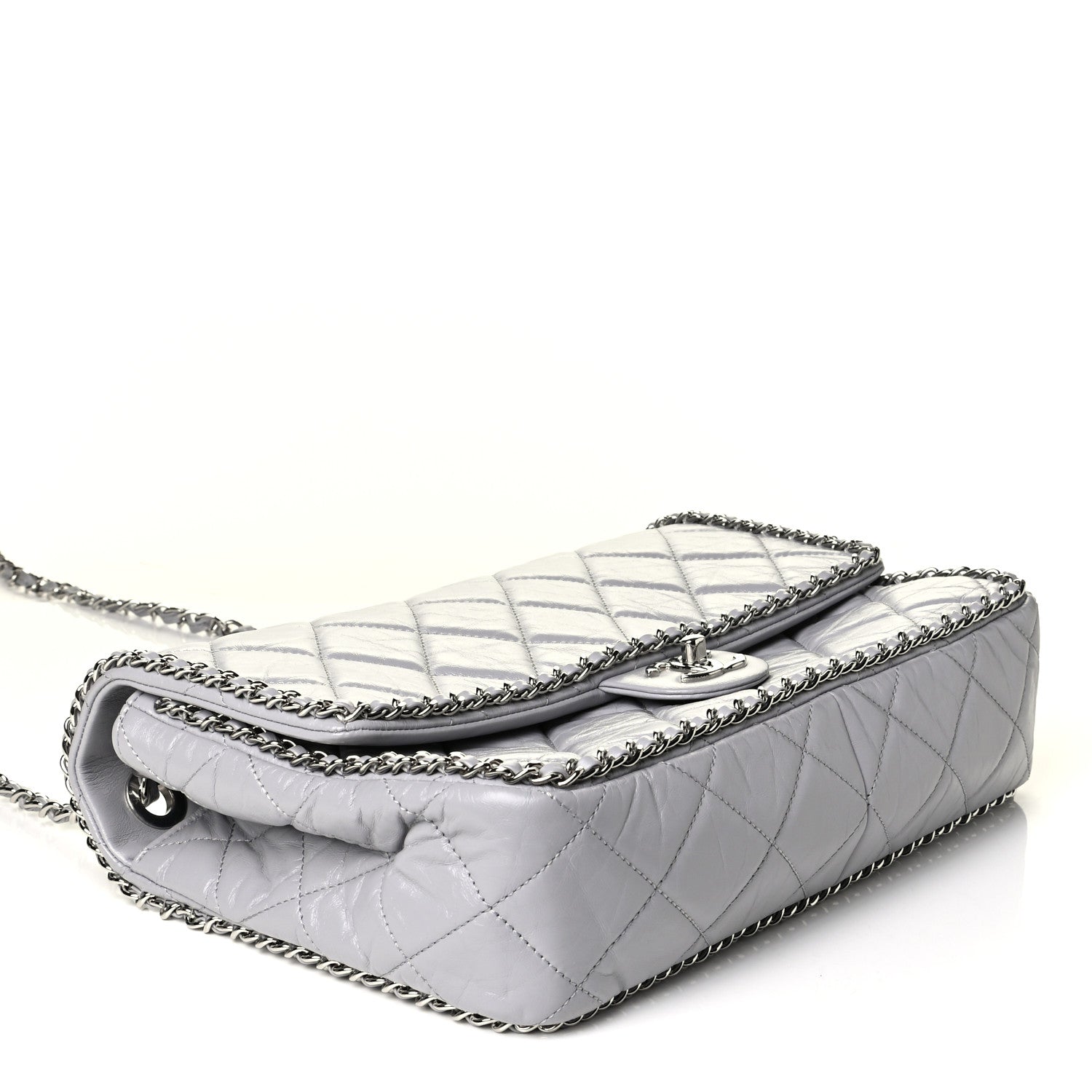 Chanel Crumpled Calfskin Large Chain All Over Flap Grey 3 of 5
