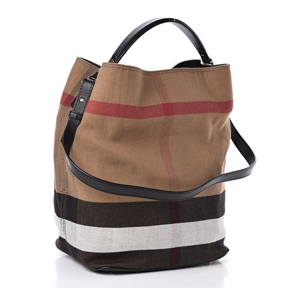 Burberry Canvas Mega Check Medium Ashby Hobo Black 3 of 15