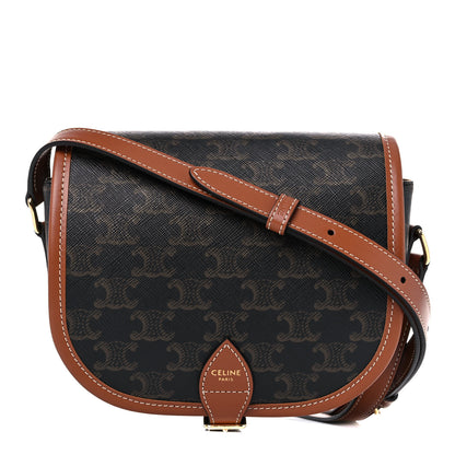 Celine Triomphe Canvas Medium Folco Bag Tan 1 of 8