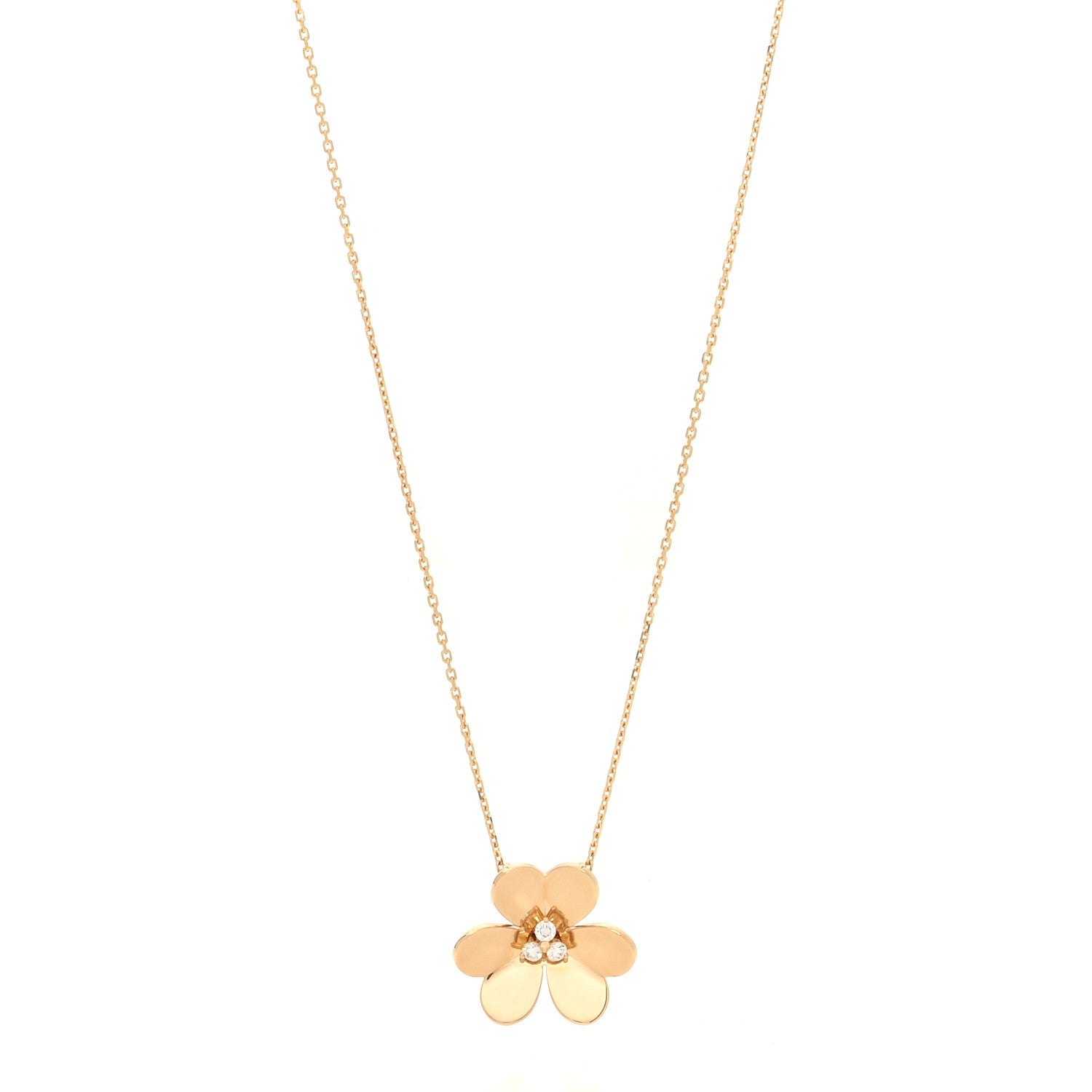 Van Cleef & Arpels 18K Yellow Gold Diamond Very Large Frivole Clip Pendant Necklace 1 of 6