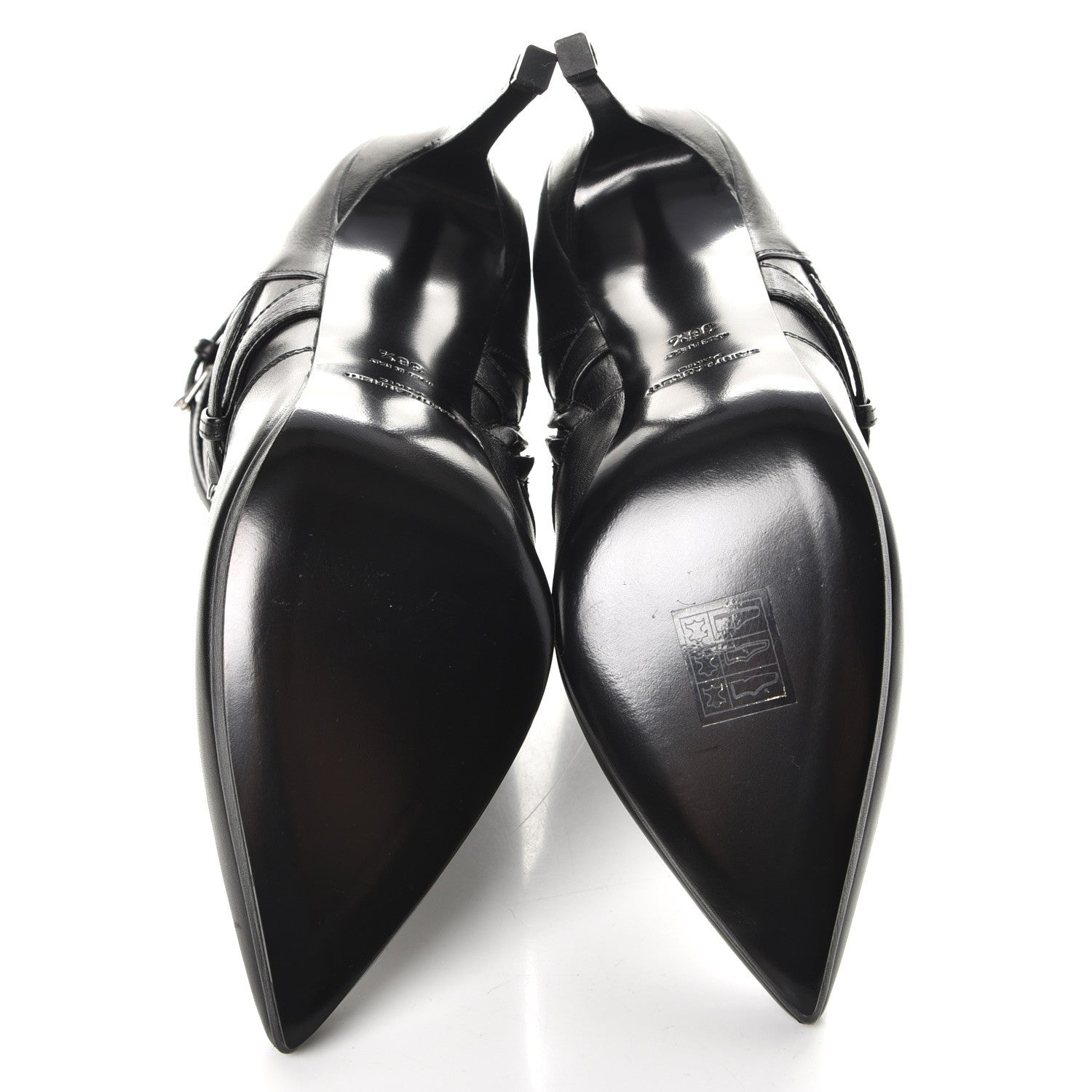 Saint Laurent Calfskin Paris Plat 105 Ankle Boots 36.5 Black 5 of 9