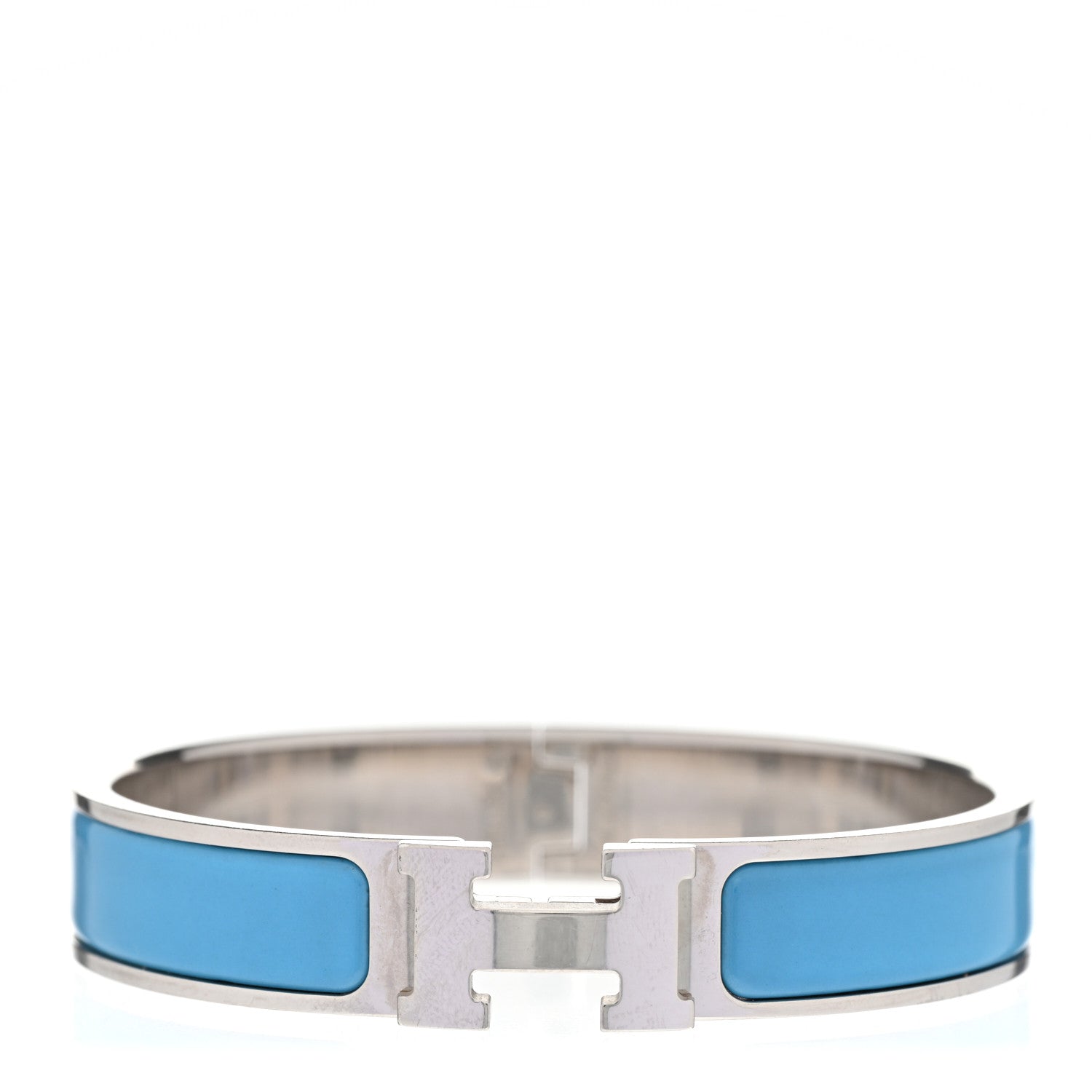 Hermes Enamel Narrow Clic Clac H Bracelet GM Blue Jean 2 of 9