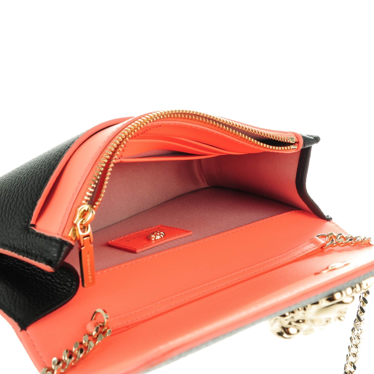 Versace Grained Calfskin Palazzo Chain Evening Bag Black Flamingo 5 of 6