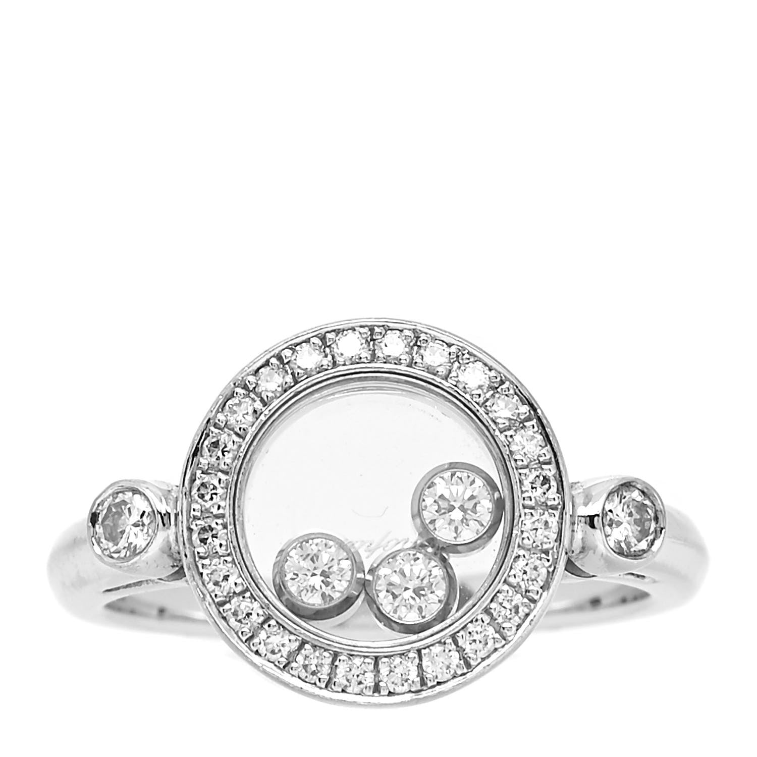 Chopard 18K White Gold Happy Diamonds Circle Ring 50 5.25 1 of 10