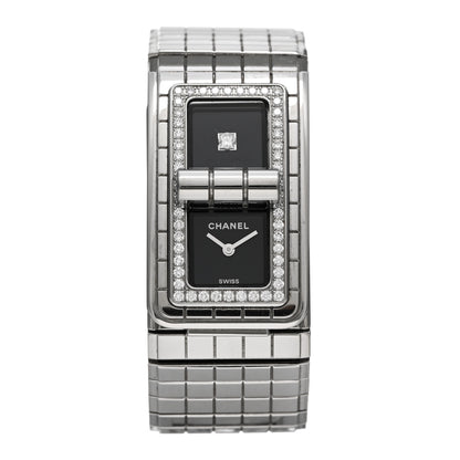 Chanel Stainless Steel Diamond Bezel 21mm Code Coco Quartz Watch Black 1 of 4