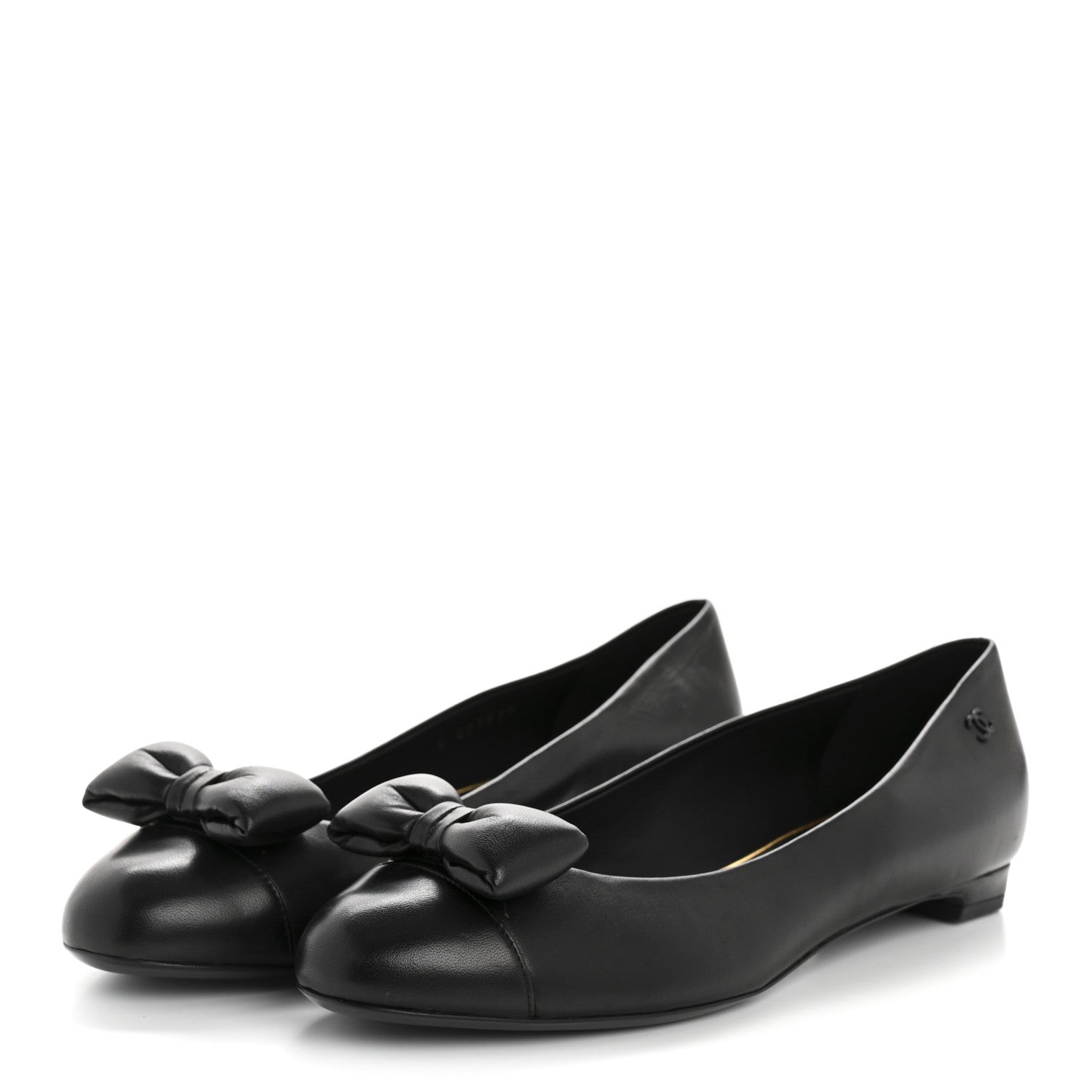 Chanel Lambskin CC Cap Toe Bow Ballerina Flats 39.5 Black 7 of 20