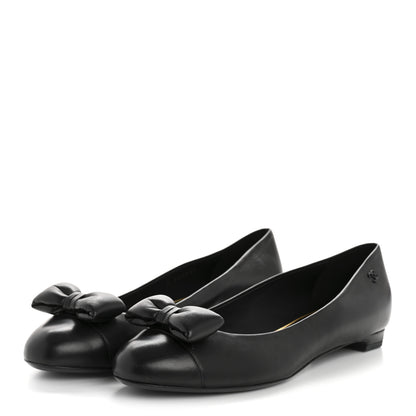 Chanel Lambskin CC Cap Toe Bow Ballerina Flats 39.5 Black 7 of 20