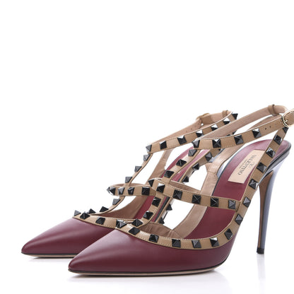Valentino Garavani Nappa Rockstud Ankle Strap 100mm Pumps 41 Dark Red Multicolor 3 of 8