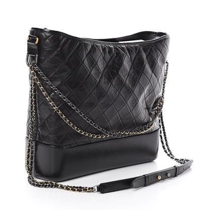 Chanel Aged Calfskin Quilted Maxi Gabrielle Hobo Black 2 of 9