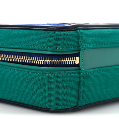 Chanel Jersey Quilted Small CC Filigree Vanity Case Blue Green 9 of 10