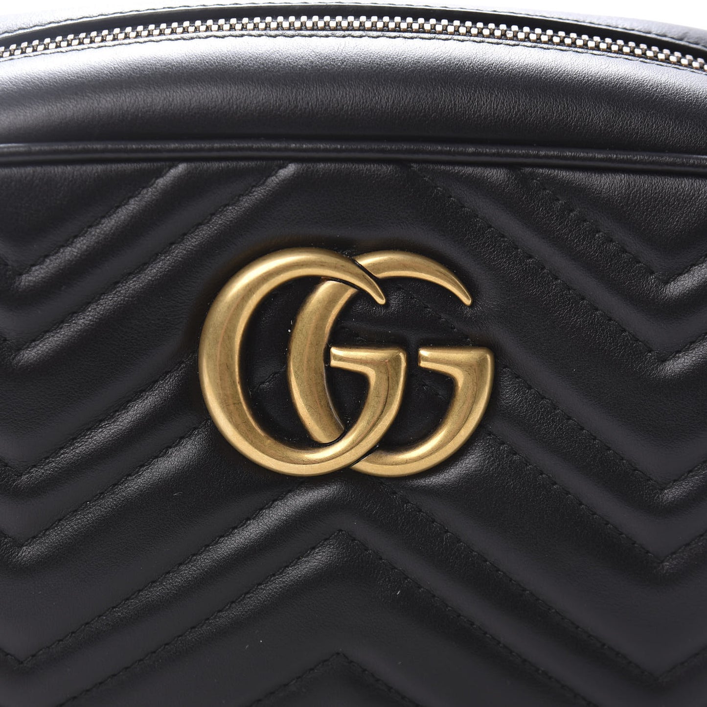 Calfskin Matelasse Small GG Marmont Chain Shoulder Bag Black