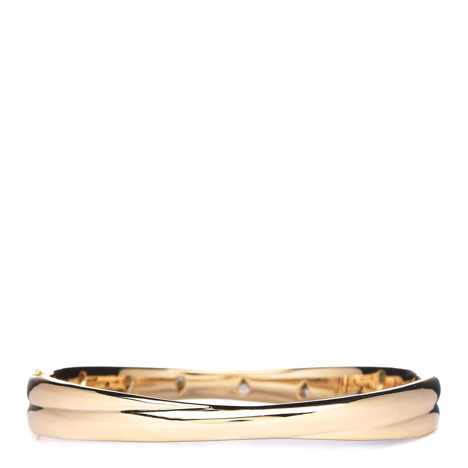 Tiffany 18K Yellow Gold Platinum Diamond Etoile Crossover Bangle Bracelet 3 of 4