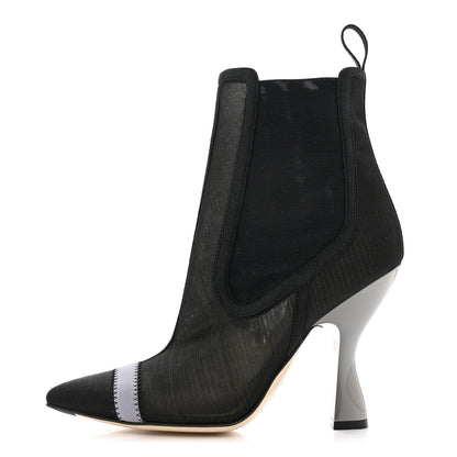 Fendi Mesh Colibri Mid Heel Ankle Booties 36 Antracite Black 1 of 8
