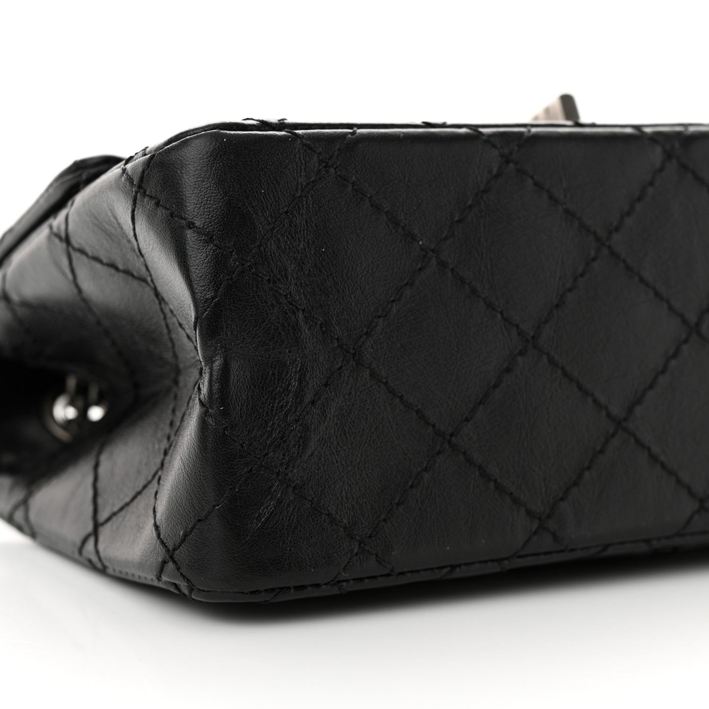 Aged Calfskin Quilted 2.55 Reissue Mini Flap Black