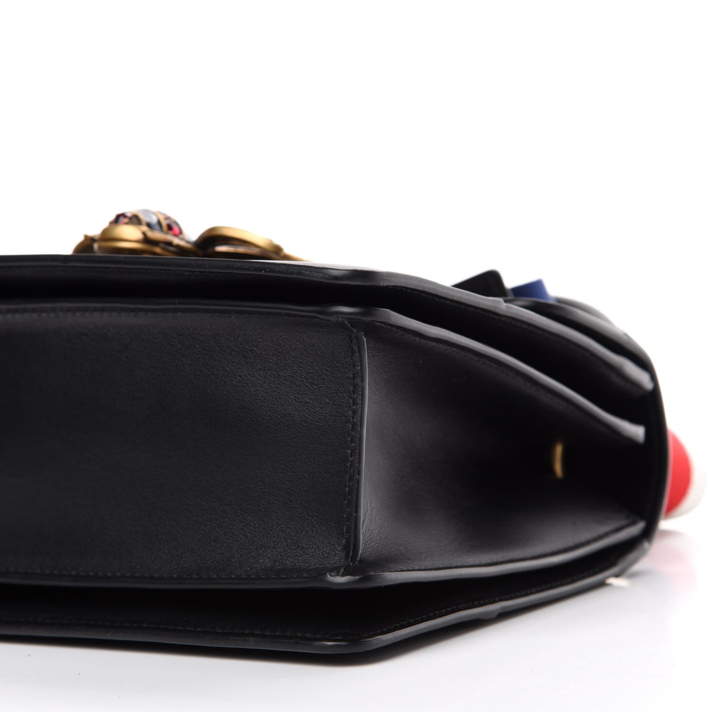 Calfskin Sylvie Web Small Queen Margaret Top Handle Bag Black