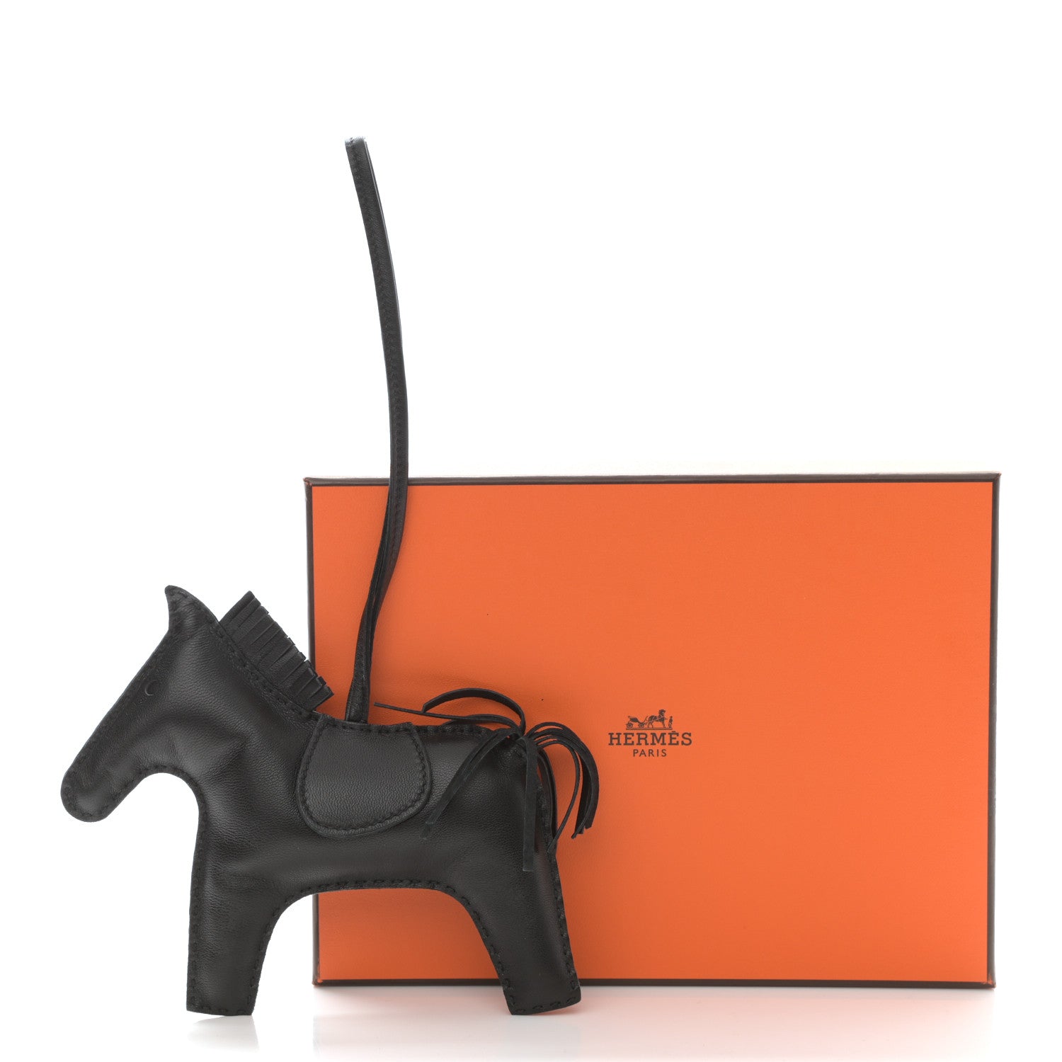 Hermes Milo Lambskin Grigri Rodeo Horse Bag Charm GM So Black 5 of 5