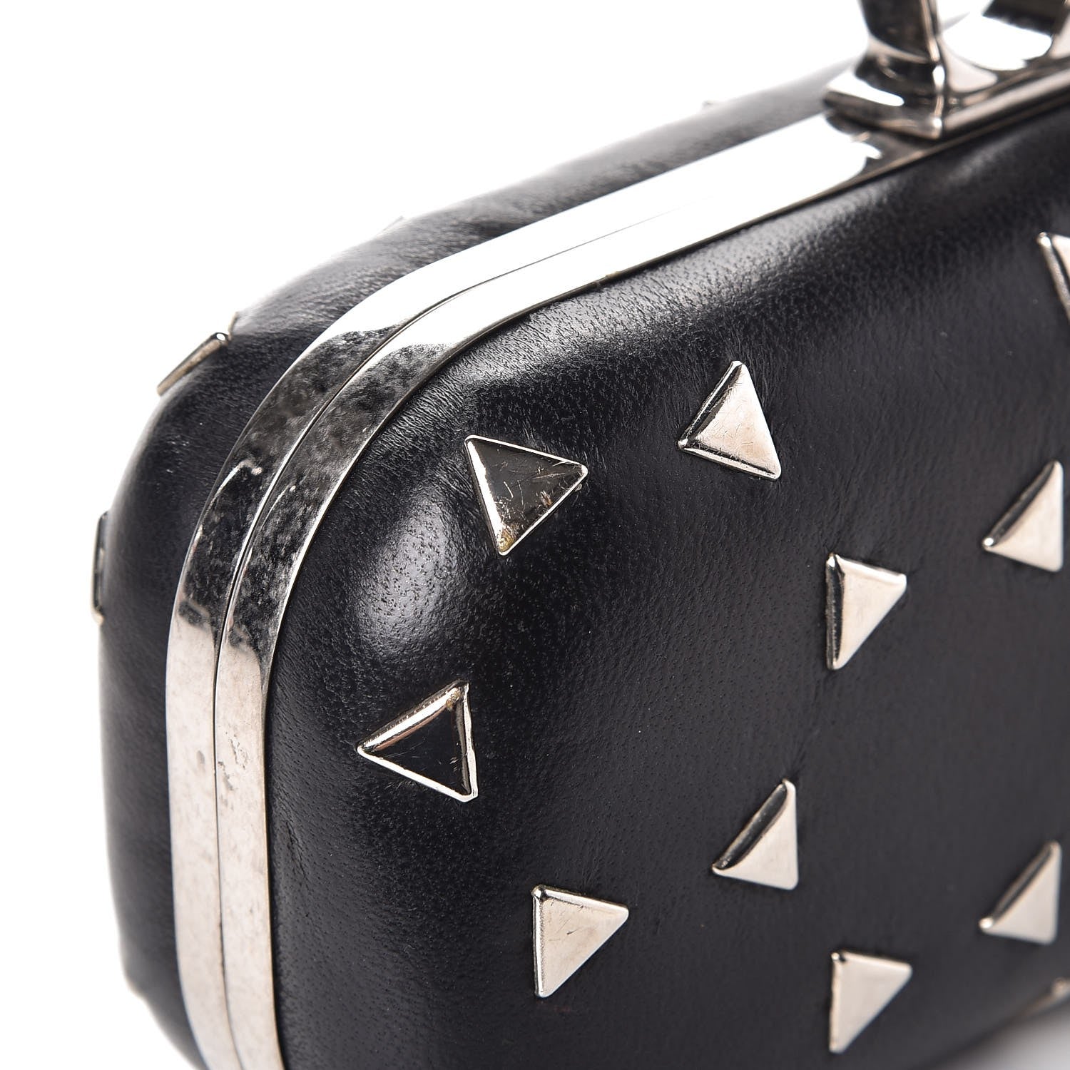 Alexander McQueen Nappa Studded Skull Knuckle Box Clutch Black 9 of 9