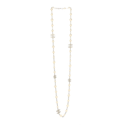 Chanel Pearl CC Long Necklace Silver 3 of 5