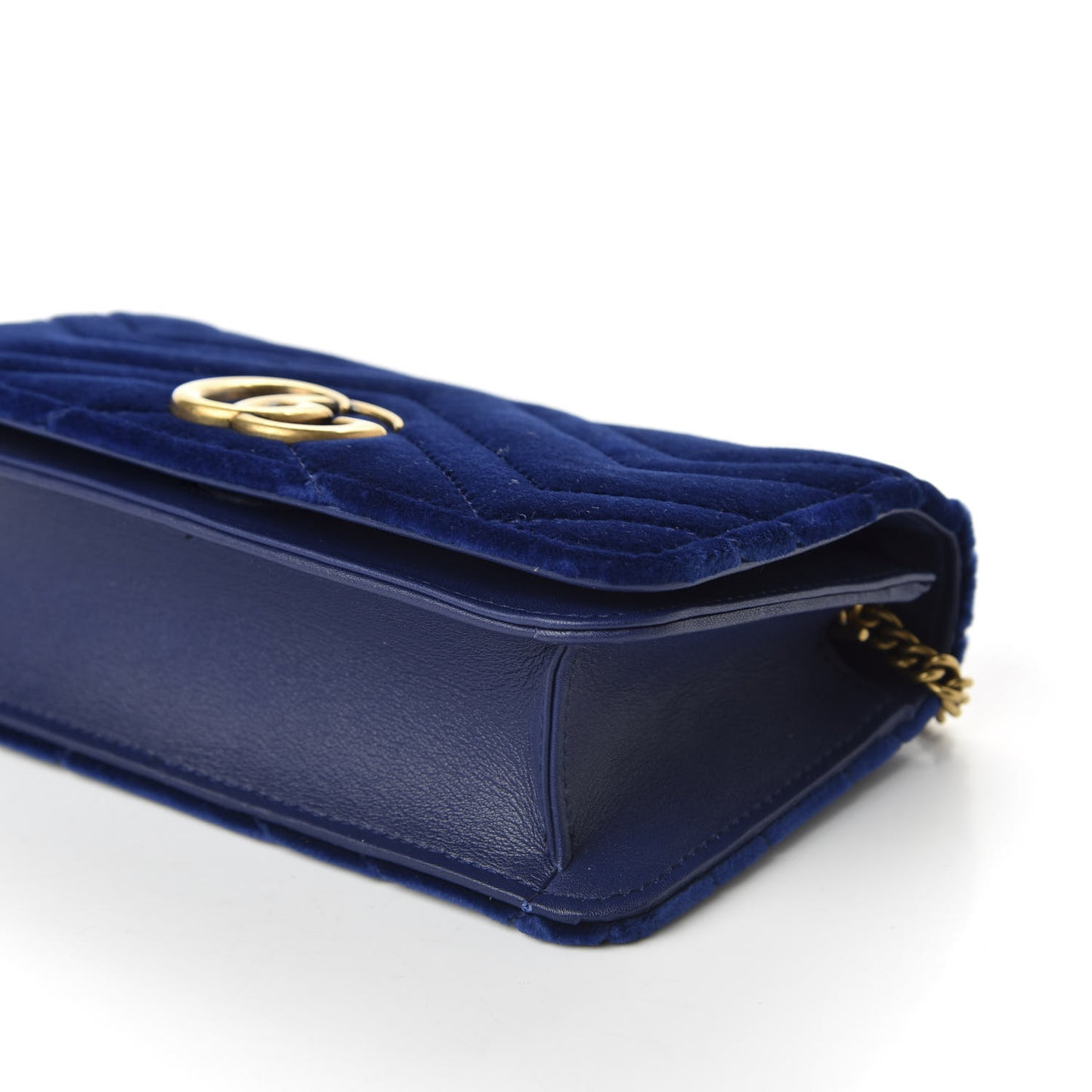Velvet Matelasse GG Marmont Mini Bag Cobalt Blue