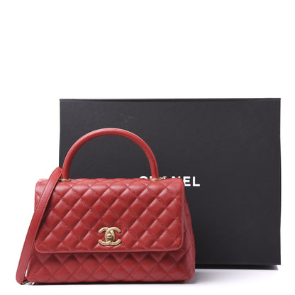 Chanel Caviar Quilted Small Coco Handle Flap Red 10 of 10