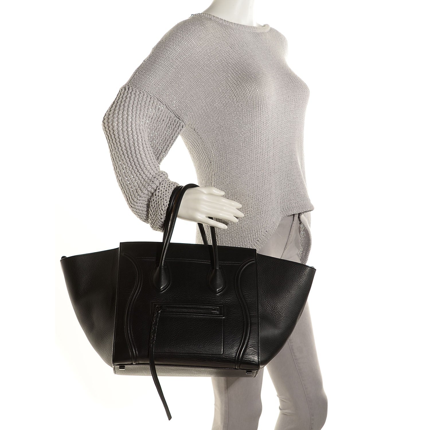 Celine Supple Calfskin Medium Phantom Luggage Black 4 of 9