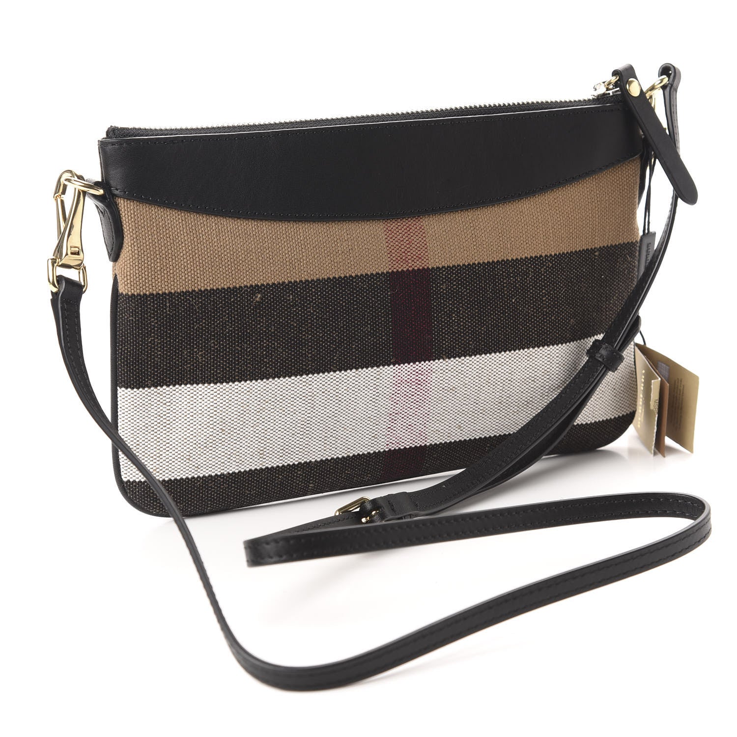 Burberry Mega Check Peyton Crossbody Clutch Bag Black 3 of 12