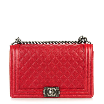 Chanel Caviar Quilted New Medium Boy Flap Dark Red 1 of 8
