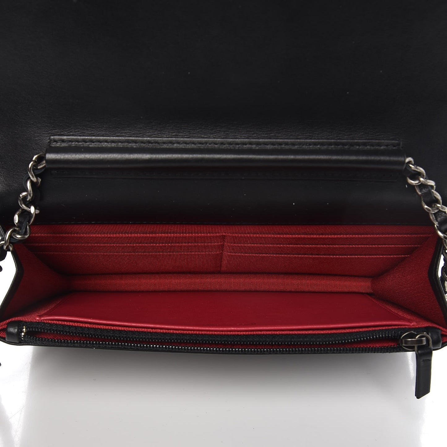Aged Calfskin Quilted Gabrielle Wallet On Chain WOC Beige Black