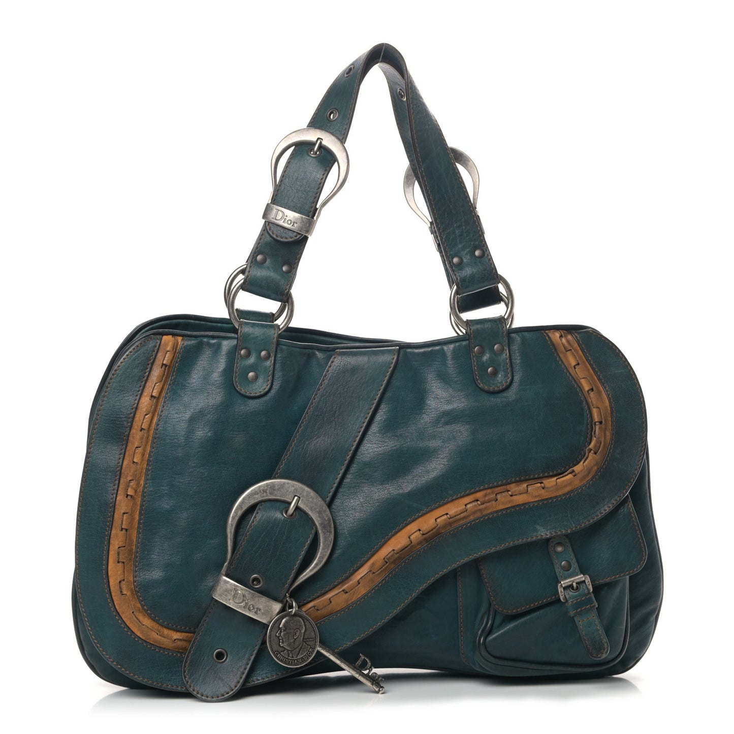 Calfskin Medium Gaucho Double Saddle Bag Dark Blue