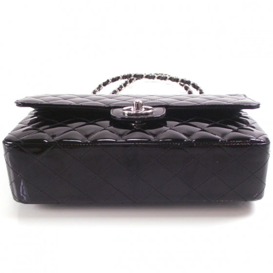 Patent Medium Double Flap Black