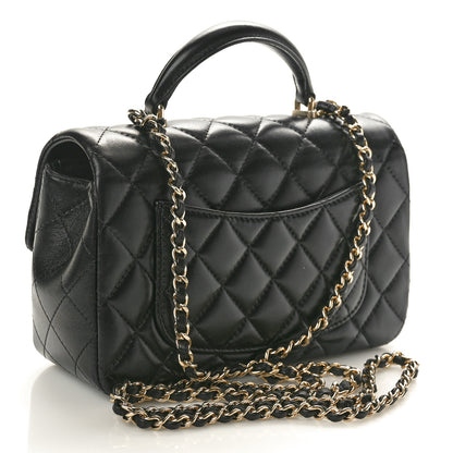 Chanel Lambskin Quilted Mini Top Handle Rectangular Flap Black 3 of 10