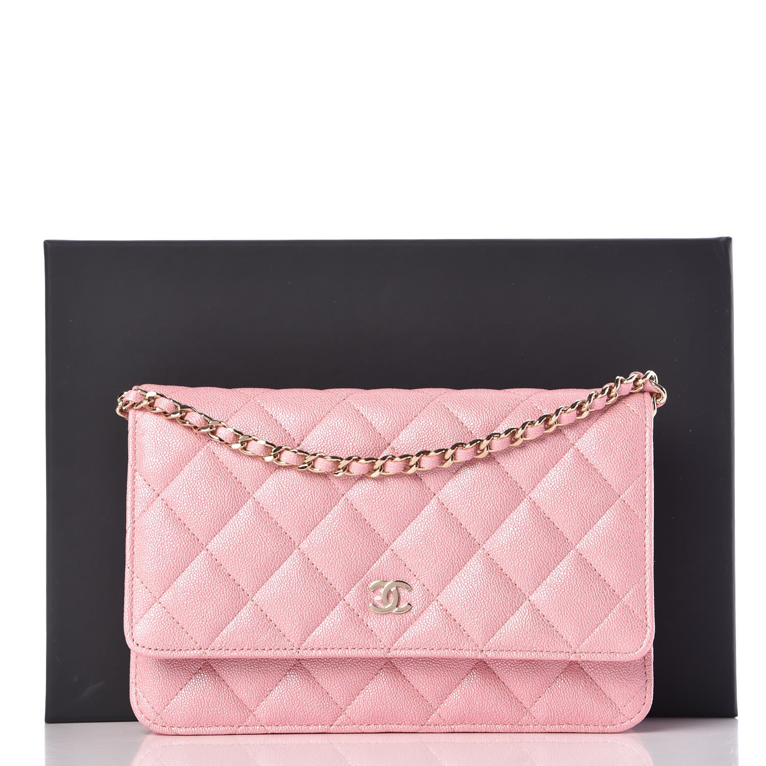 Chanel Iridescent Caviar Quilted Wallet on Chain WOC Rose Pink 11 of 11