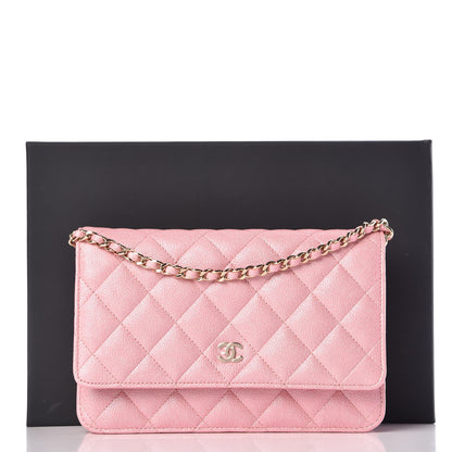 Chanel Iridescent Caviar Quilted Wallet on Chain WOC Rose Pink 11 of 11