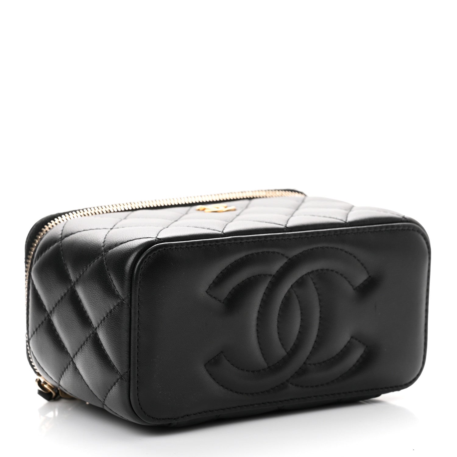 Chanel Lambskin Quilted Pearl Crush Small Vanity Case With Chain Black 4 of 9