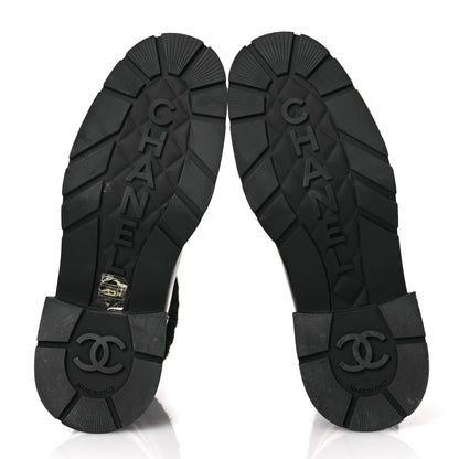 Chanel Calfskin Knit CC Short Boots 40 Black 7 of 13