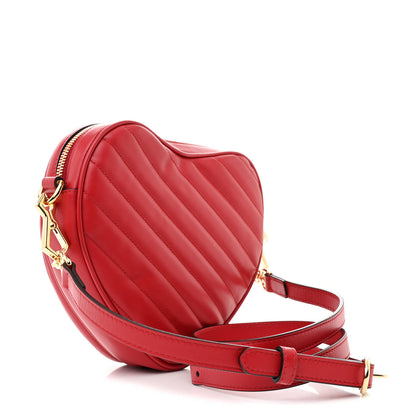 Gucci Calfskin Matelasse Diagonal Mini Interlocking G Heart Shoulder Bag Hibiscus Red 3 of 10