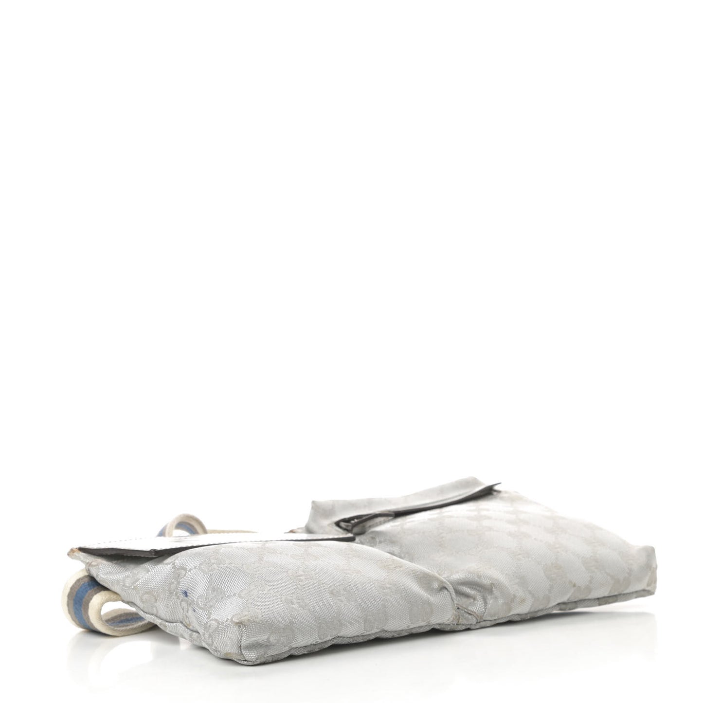 GG Monogram Web Double Pocket Belt Bag Silver