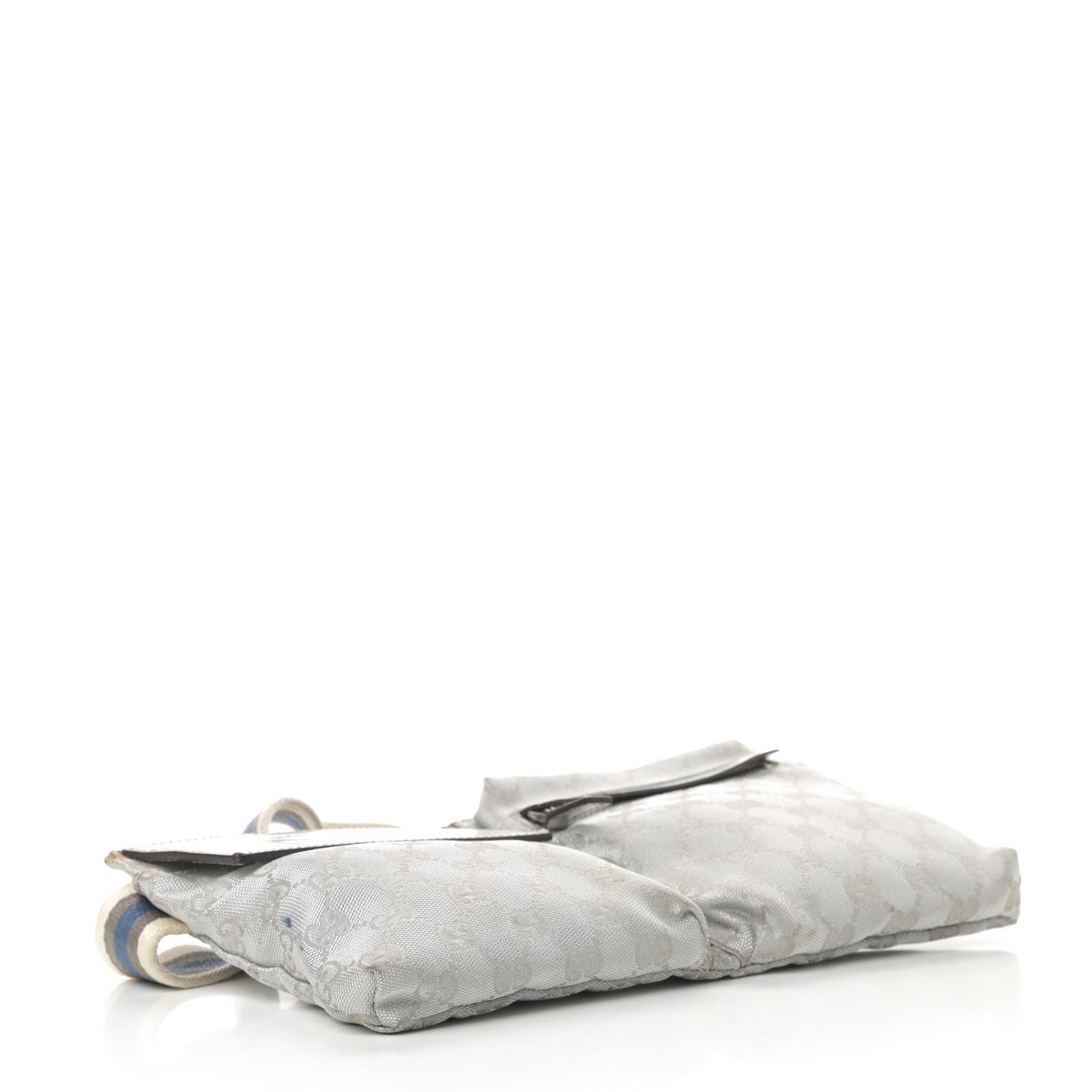Gucci GG Monogram Web Double Pocket Belt Bag Silver 4 of 17