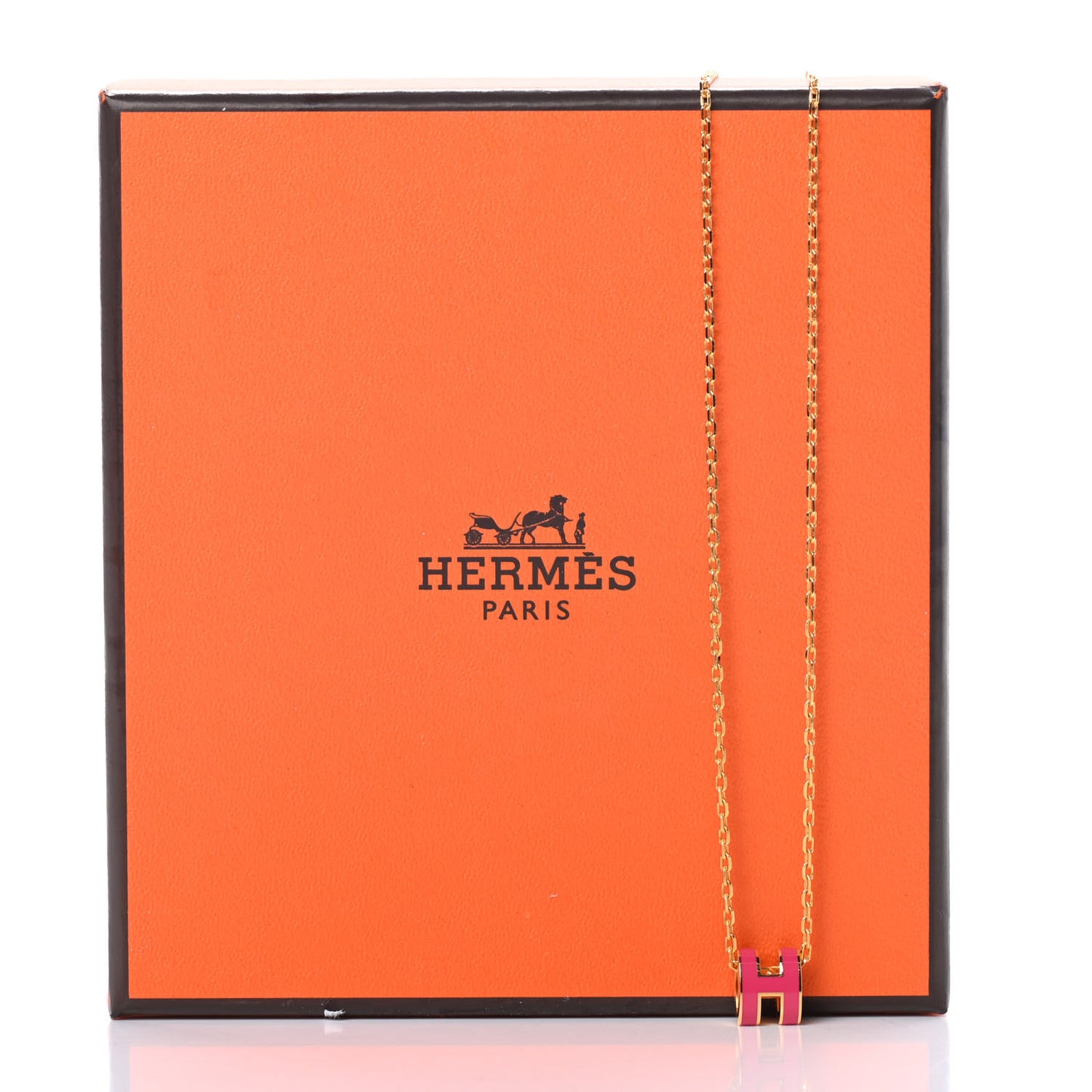 Lacquered Gold Mini Pop H Pendant Necklace Rose Extreme