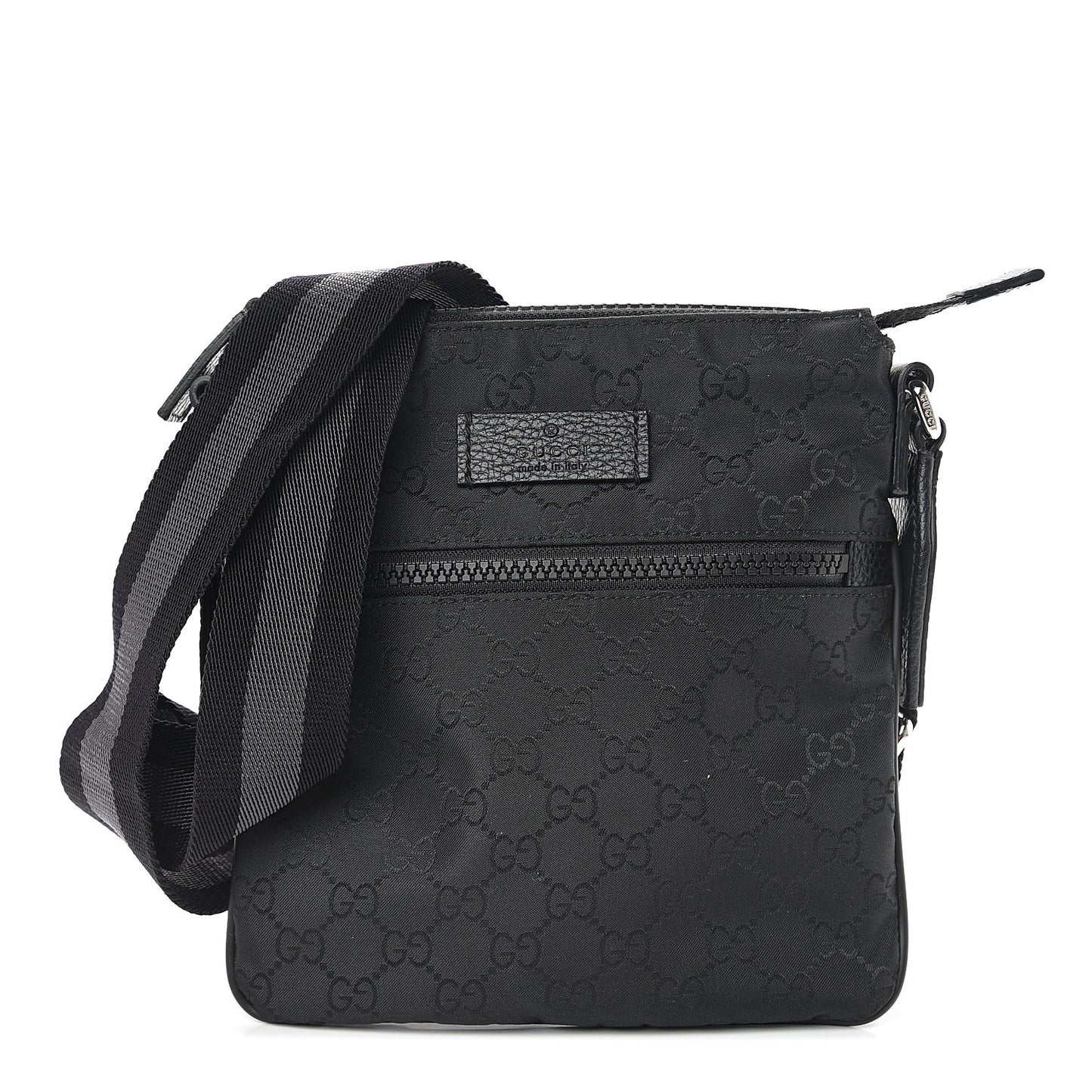 Nylon Monogram Mini Flat Messenger Bag Black