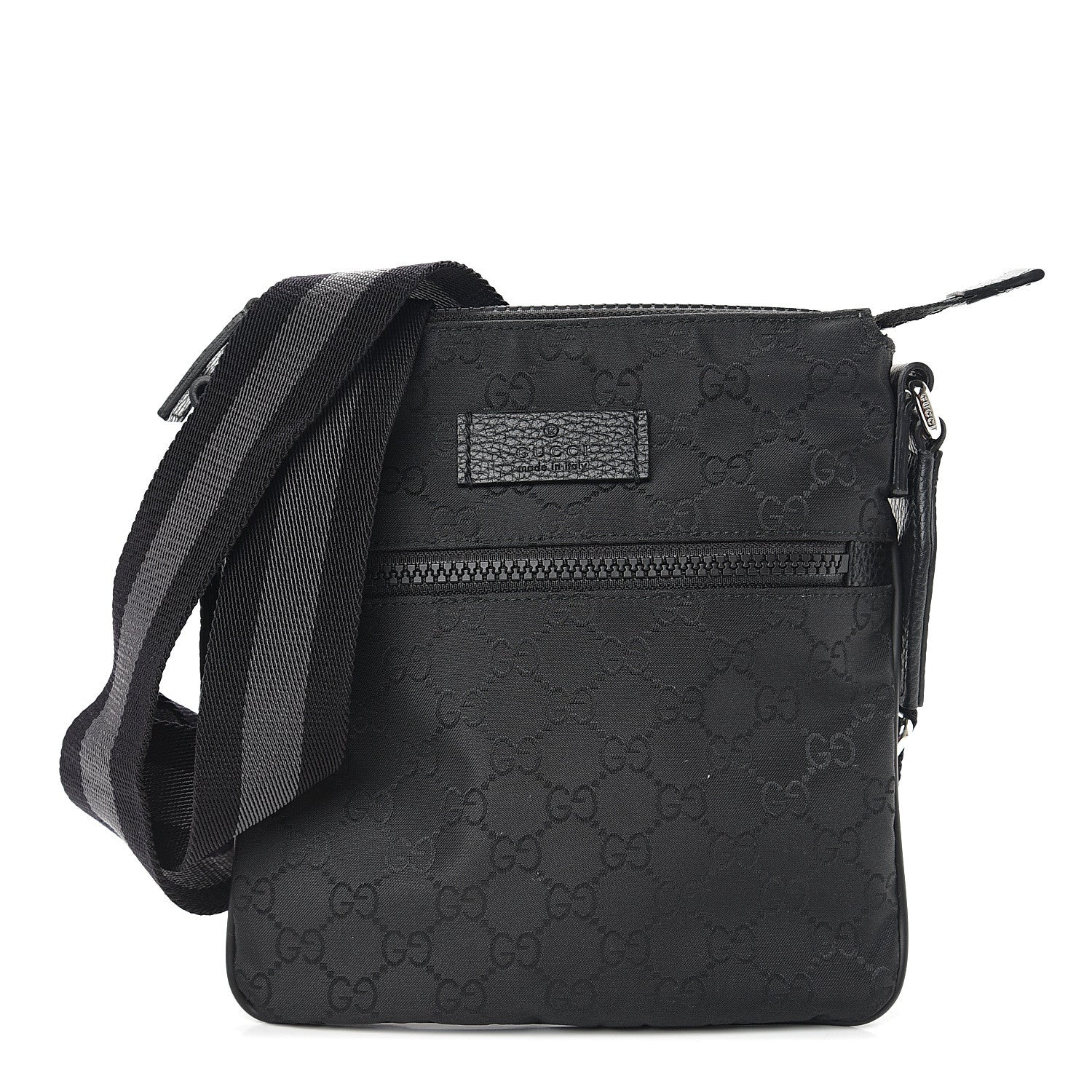 Gucci Nylon Monogram Mini Flat Messenger Bag Black 1 of 9