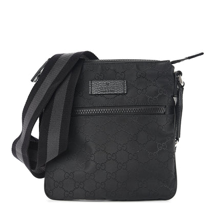 Gucci Nylon Monogram Mini Flat Messenger Bag Black 1 of 9