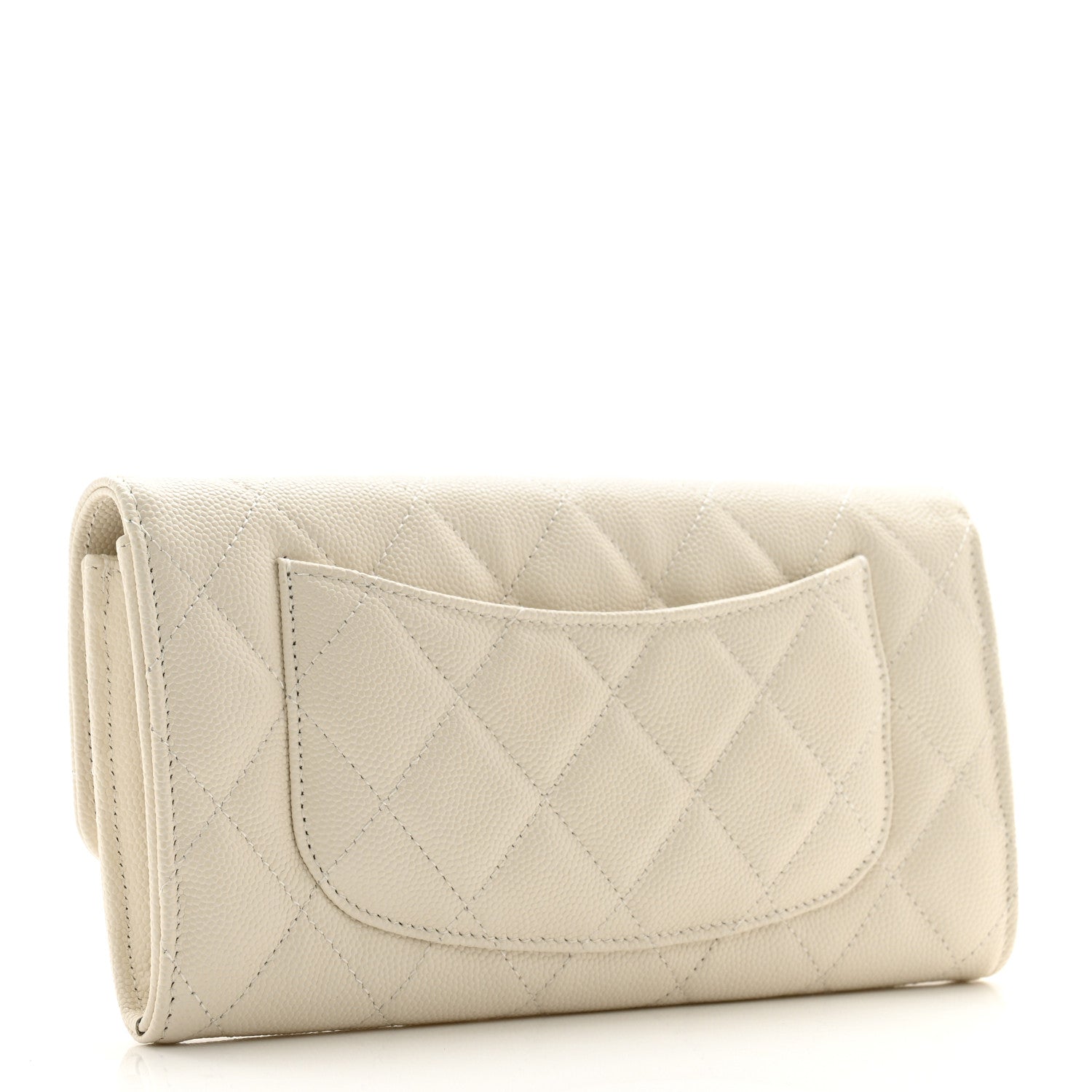 Chanel Caviar Quilted Large Gusset Flap Wallet White 3 of 13